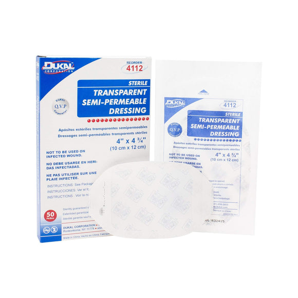 Dukal-4112 Transparent Semi-Permeable Dressing, Sterile, 4