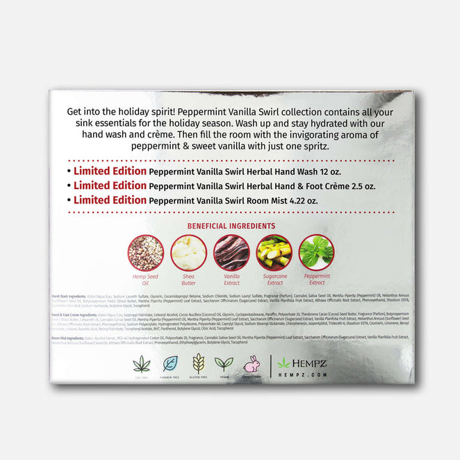 Hempz Sink Set Peppermint Vanilla Swirl Hand Crème, Hand Wash & Room Spray