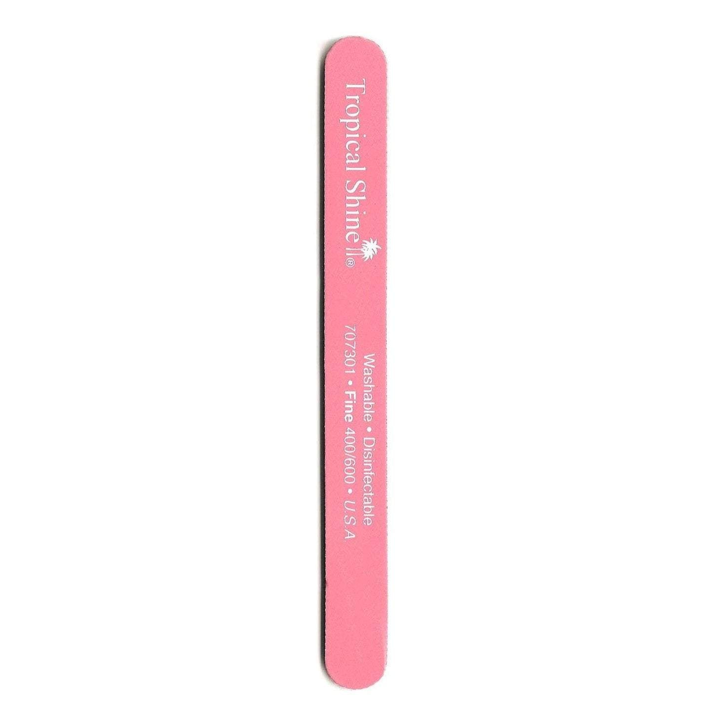 Tropical Shine Nail File Pink File 400/ 600 (Fine/ Extra Fine) 7 1/2 in x 3/4 in Large Size (707301)-Tropical Shine-Brand_Tropical Shine,Collection_Nails,Collection_Tools and Brushes,Nail_Tools,Tool_Nails,TROP_Fine Files