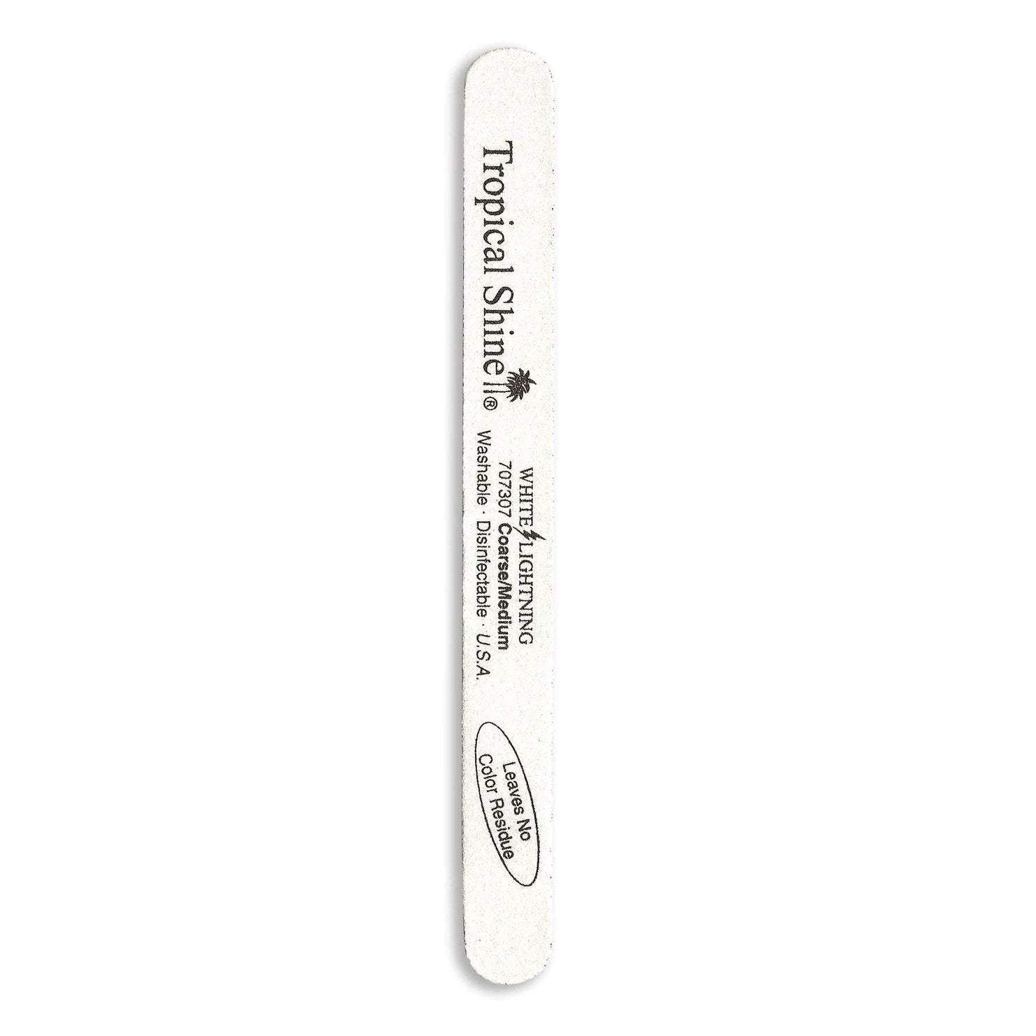 Tropical Shine Nail File White Lightning File 100/ 180 (Coarse/ Medium) 7 1/2 in x 3/4 in Large Size (707307)-Tropical Shine-Brand_Tropical Shine,Collection_Nails,Nail_Tools,Tool_Nails