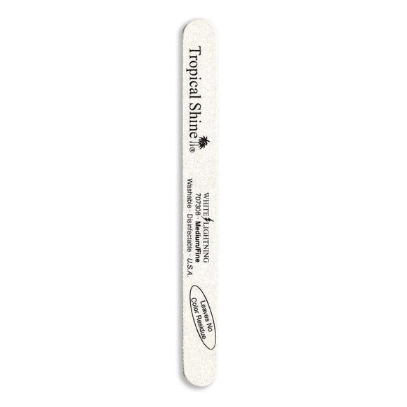 Tropical Shine Nail File White Lightning File 180/ 240 (Medium/ Fine) 7 1/2 in x 3/4 in Large Size (707308)-Tropical Shine-Brand_Tropical Shine,Collection_Nails,Collection_Tools and Brushes,Nail_Tools,Tool_Nails,TROP_Fine Files,TROP_Medium Files