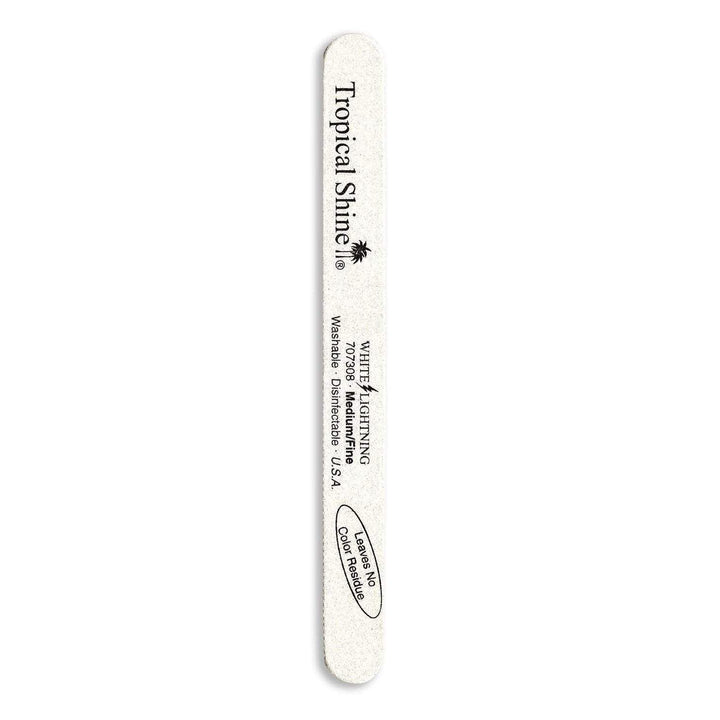 Tropical Shine Nail File White Lightning File 180/ 240 (Medium/ Fine) 7 1/2 in x 3/4 in Large Size (707308)-Tropical Shine-Brand_Tropical Shine,Collection_Nails,Collection_Tools and Brushes,Nail_Tools,Tool_Nails,TROP_Fine Files,TROP_Medium Files