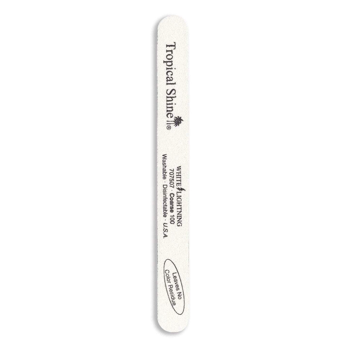 Tropical Shine Nail File White Lightning File 100 (Coarse) 7 1/2 in x 3/4 in Large Size (707507)-Tropical Shine-Brand_Tropical Shine,Collection_Nails,Nail_Tools,Tool_Nails