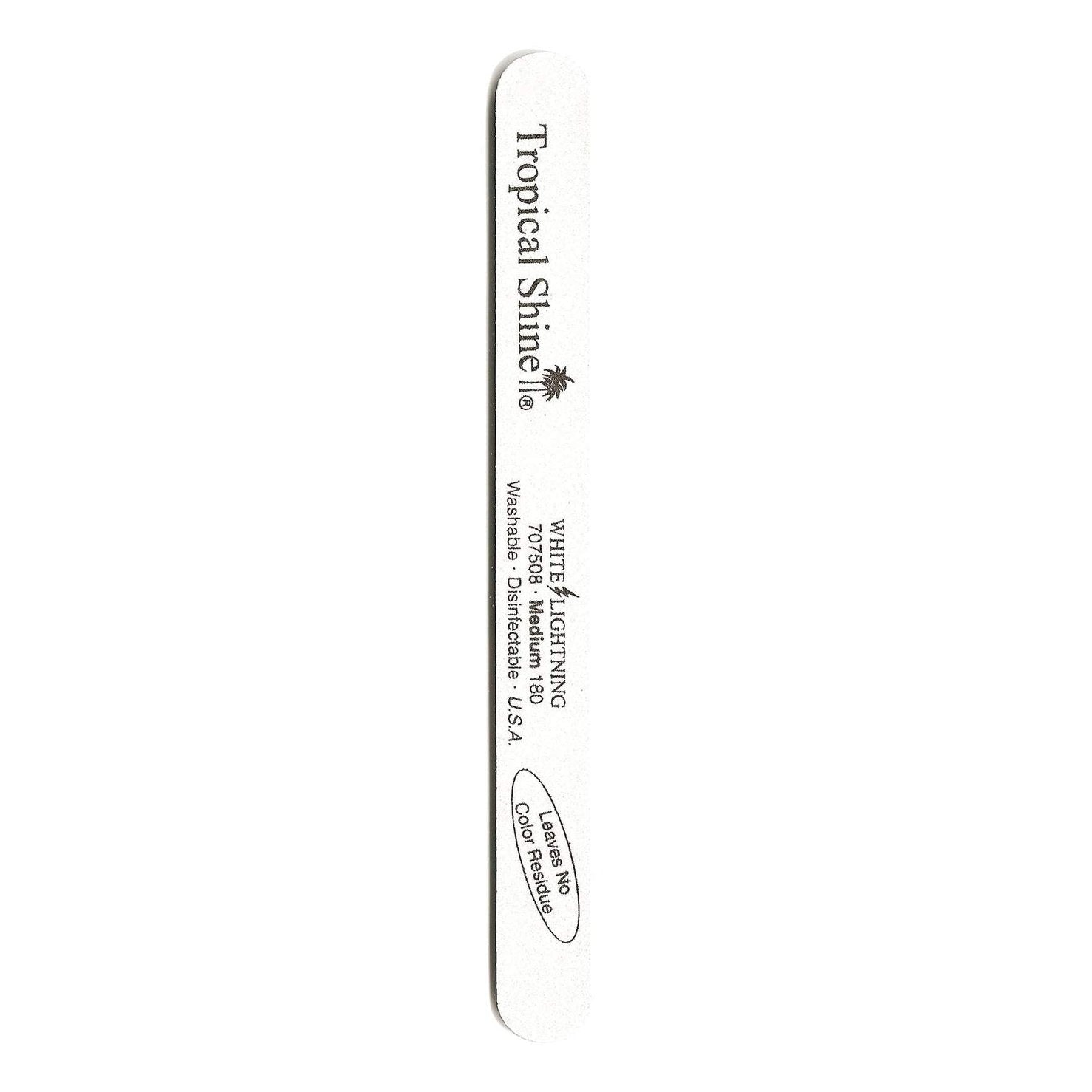 Tropical Shine Nail File White Lightning File 180 (Medium) 7 1/2 in x 3/4 in Large Size (707508)-Tropical Shine-Brand_Tropical Shine,Collection_Nails,Nail_Tools,Tool_Nails