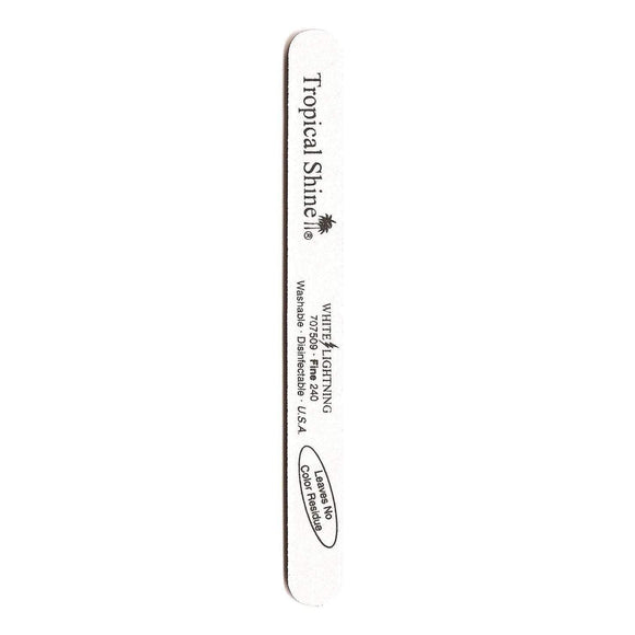 Tropical Shine Nail File White Lightning File 240 (Fine) 7 1/2 in x 3/4 in Large Size (707509)-Tropical Shine-Brand_Tropical Shine,Collection_Nails,Nail_Tools,Tool_Nails