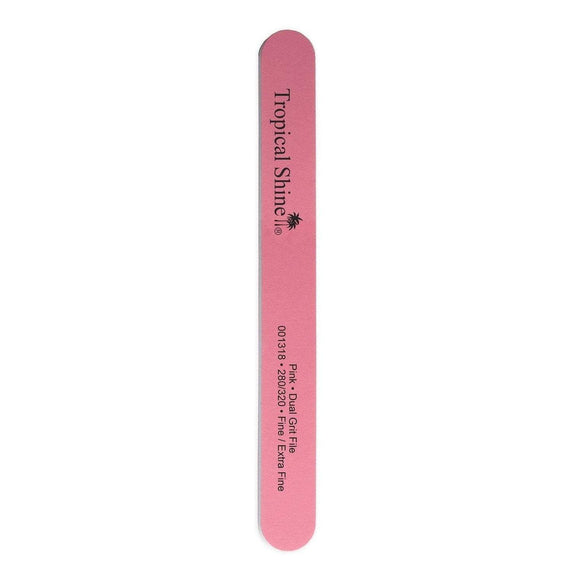 Tropical Shine Nail File Dual Grit File PINK  280/320 (Fine/ Extra Fine) 7 in x 3/4 in (707830)-Tropical Shine-Brand_Tropical Shine,Collection_Nails,Collection_Tools and Brushes,Nail_Tools,Tool_Nails,TROP_Fine Files