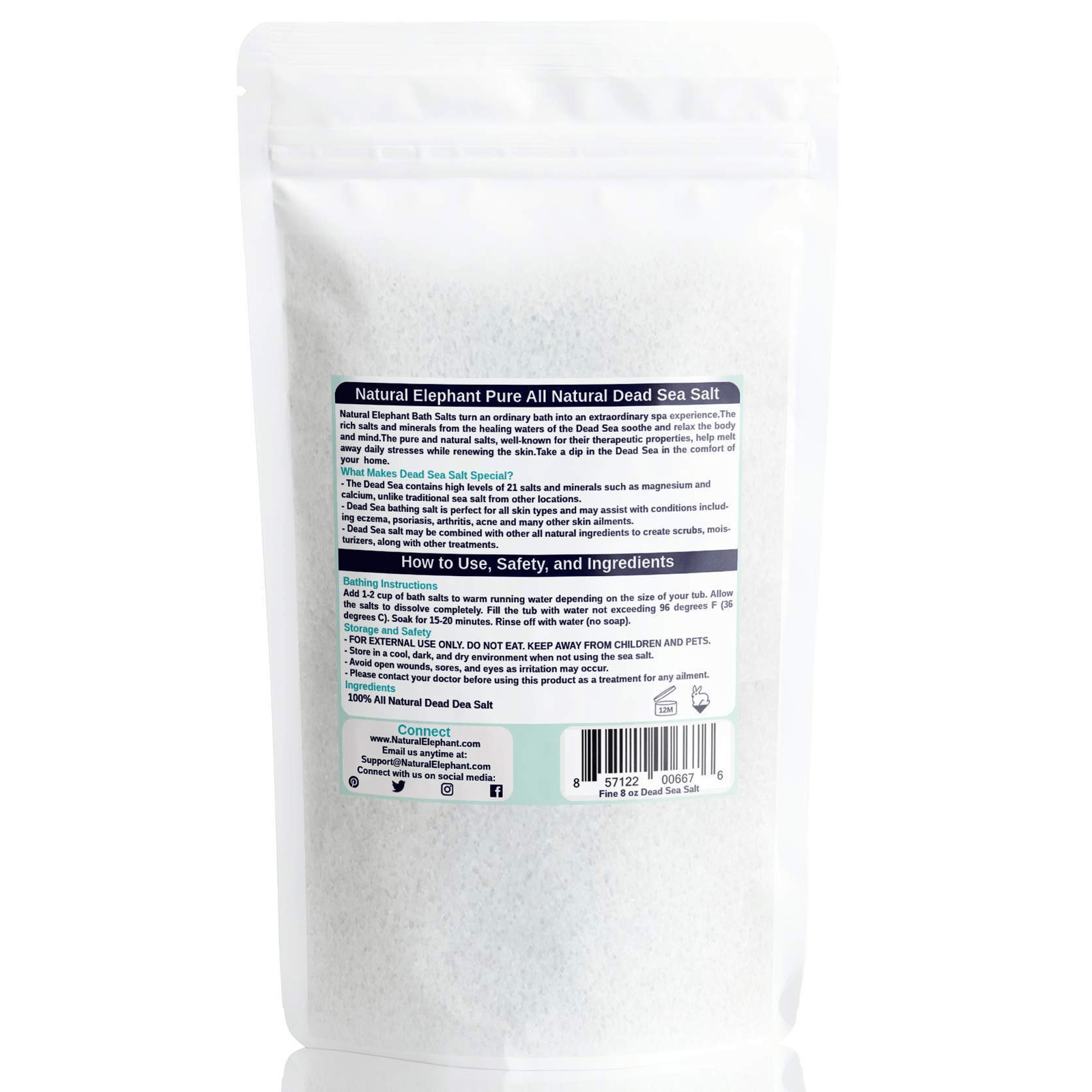 Natural Elephant Fine Dead Sea Salt | Small 8 oz-Natural Elephant-BB_Bath and Shower,BB_Bubbles and Salts,Brand_Natural Elephant,Collection_Bath and Body,Collection_Skincare,Concern_Acne & Blemishes,Concern_Anti-Aging,Concern_Dry Skin,Concern_Dryness,Concern_Dullness,Concern_Large Pores,Concern_Redness,Concern_Sensitive Skin,NATURAL_Dead Sea Collection