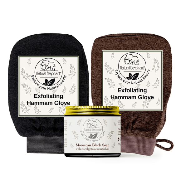 Natural Elephant Moroccan Double Exfoliating Glove and Soap Kit-Natural Elephant-BB_Bath and Shower,BB_Scrubs and Exfoliators,Brand_Natural Elephant,Collection_Bath and Body,Collection_Gifts,Collection_Skincare,Concern_Acne & Blemishes,Concern_Dryness,Concern_Dullness,Concern_Sensitive Skin,FABS_Friday2022,Gifts and Sets,Gifts_Under 25,NATURAL_Gift Sets,NATURAL_Morroccan Collection
