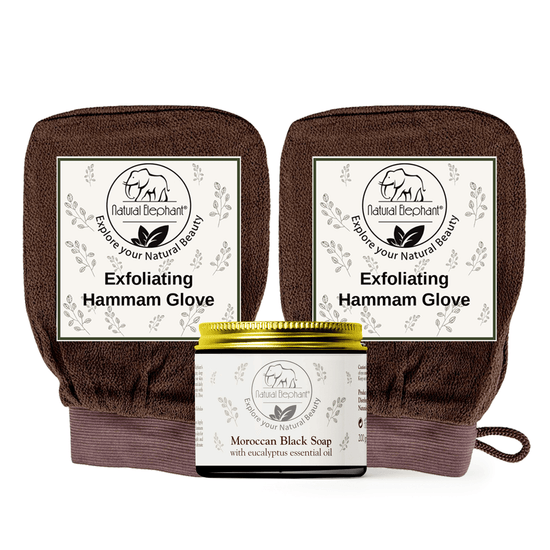 Natural Elephant Moroccan Double Exfoliating Glove and Soap Kit-Natural Elephant-BB_Bath and Shower,BB_Scrubs and Exfoliators,Brand_Natural Elephant,Collection_Bath and Body,Collection_Gifts,Collection_Skincare,Concern_Acne & Blemishes,Concern_Dryness,Concern_Dullness,Concern_Sensitive Skin,FABS_Friday2022,Gifts and Sets,Gifts_Under 25,NATURAL_Gift Sets,NATURAL_Morroccan Collection