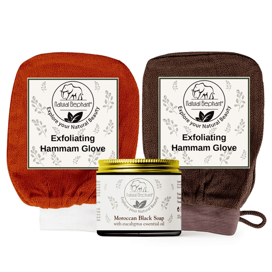 Natural Elephant Moroccan Double Exfoliating Glove and Soap Kit-Natural Elephant-BB_Bath and Shower,BB_Scrubs and Exfoliators,Brand_Natural Elephant,Collection_Bath and Body,Collection_Gifts,Collection_Skincare,Concern_Acne & Blemishes,Concern_Dryness,Concern_Dullness,Concern_Sensitive Skin,FABS_Friday2022,Gifts and Sets,Gifts_Under 25,NATURAL_Gift Sets,NATURAL_Morroccan Collection