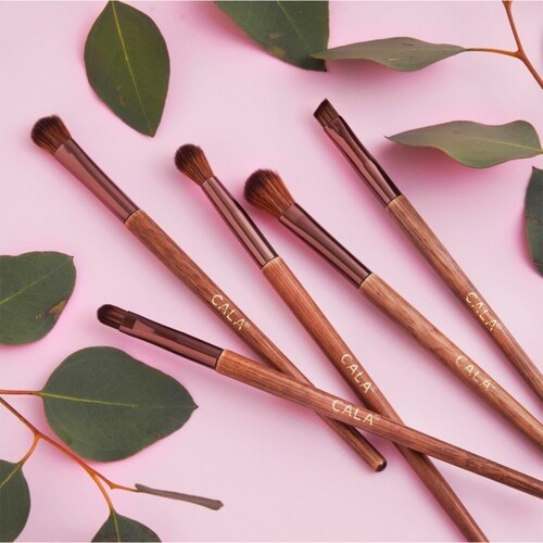 Cala Dark Bamboo Eye Complexion Makeup Brush Set- 5pc