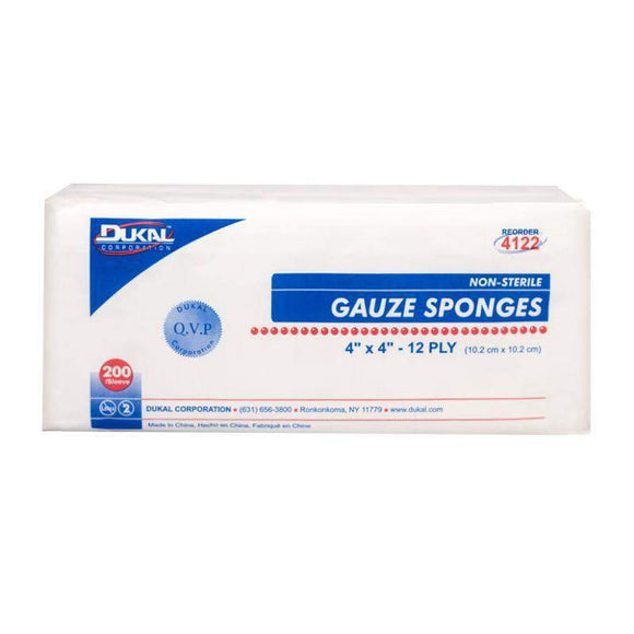 Dukal Gauze Sponge, 12-Ply, Non-Sterile, 4