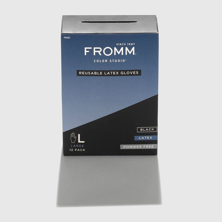FROMM Reusable Black Latex Gloves 12 Pack