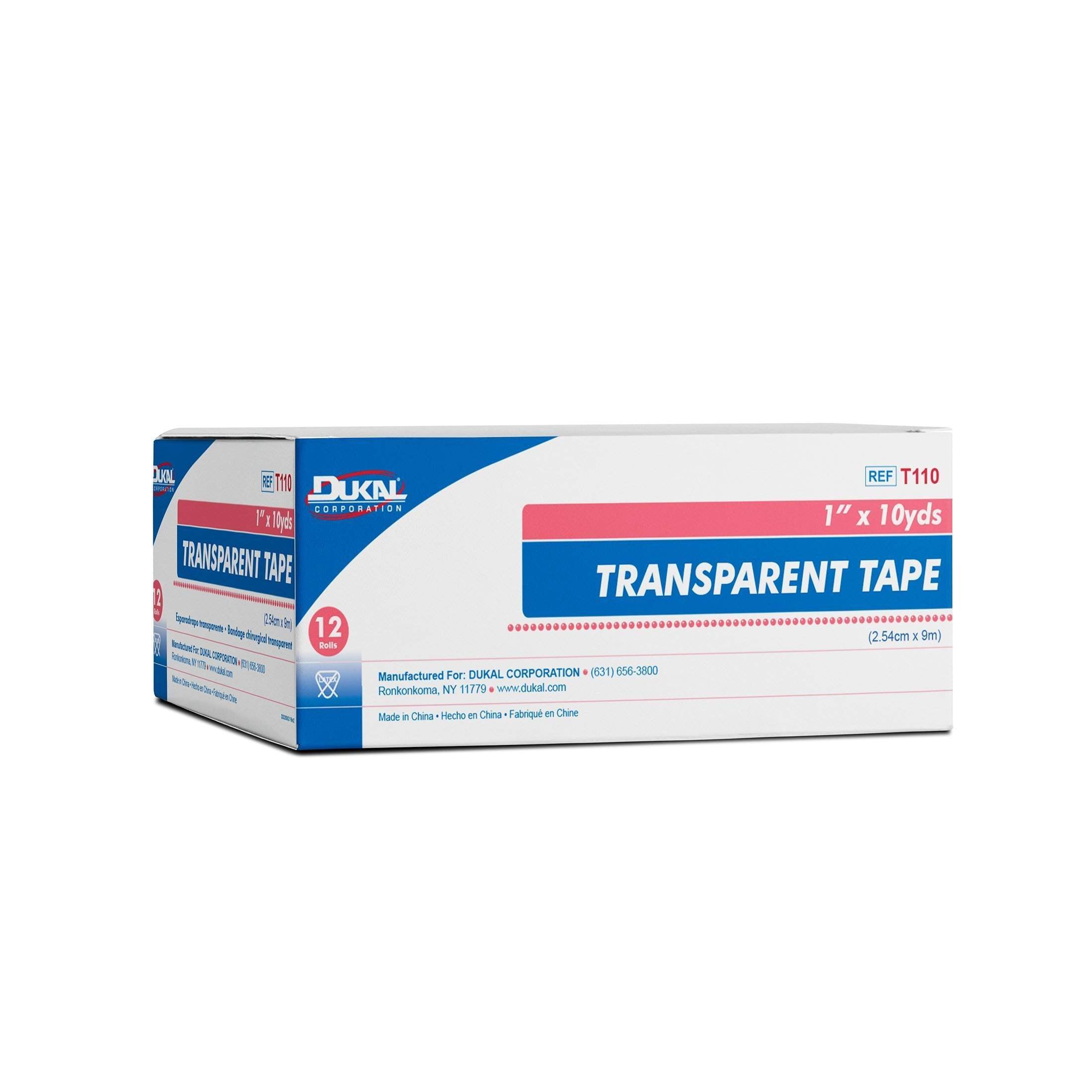 Dukal-18224M Transparent Surgical Tape, Box of 12 Rolls,1 Inches Width x 10 Yards Length-Dukal-Brand_Dukal/ Dawn Mist,Collection_Lifestyle,Dukal_Medical,Dukal_Tapes,Life_Medical,Life_Personal Care