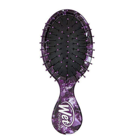Wet Brush Mini Detangler with purple marbled handle and flexible bristles for gentle hair detangling