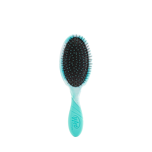 Wet Brush Color Shock Pro hairbrush with turquoise handle and black bristles for detangling wet hair