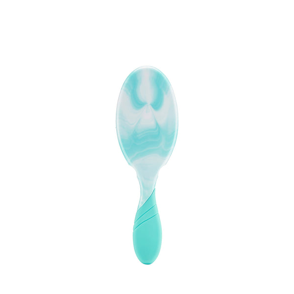Wet Brush Color Shock Pro hairbrush with teal and white marbled design and ergonomic handle