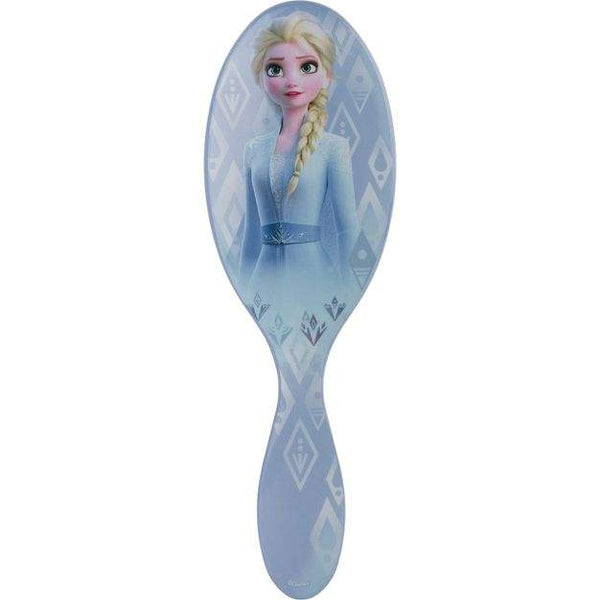Disney Frozen detangler brush featuring Elsa with a blue and white design for gentle hair care