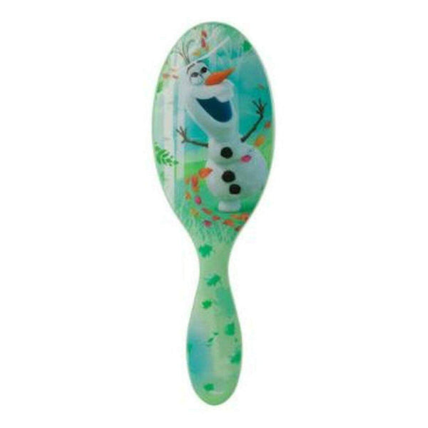 Disney Frozen detangler brush featuring Olaf on a colorful background for easy hair styling