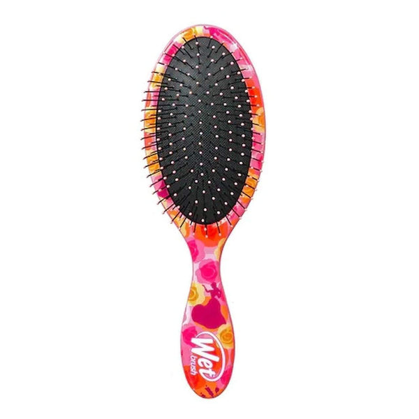Wet Brush Floral Detangler Brush in Pink and Orange for Effortless Hair Detangling