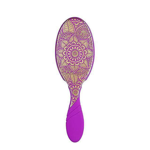 Wet Brush Heavenly Henna hair brush with purple handle and intricate henna floral design