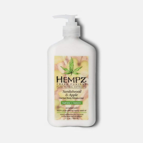 Hempz body moisturizer with Sandalwood and Apple scent for hydration and skin restoration