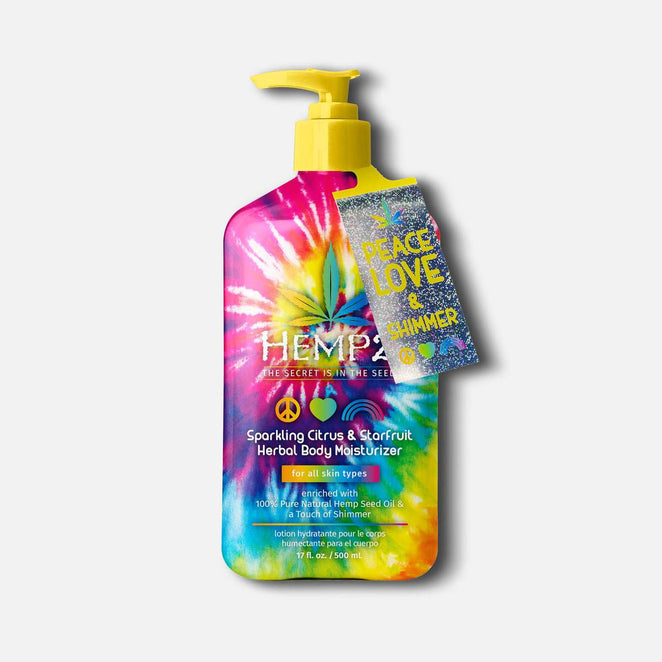 Hempz body moisturizer Sparkling Citrus & Starfruit in a colorful bottle for all skin types