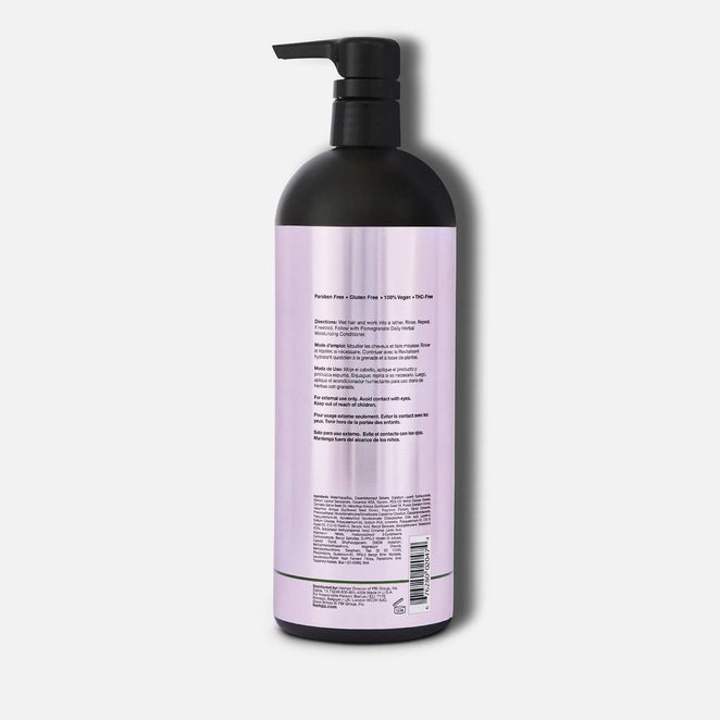 Back of Hempz moisturizing shampoo bottle displaying key ingredients and benefits for healthy hair care