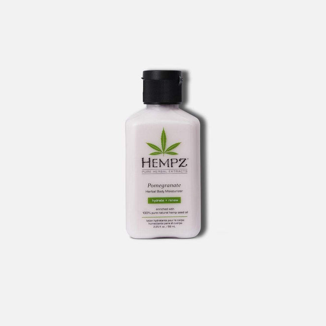 Hempz travel size moisturizer in Pomegranate scent, ideal for hydration on-the-go