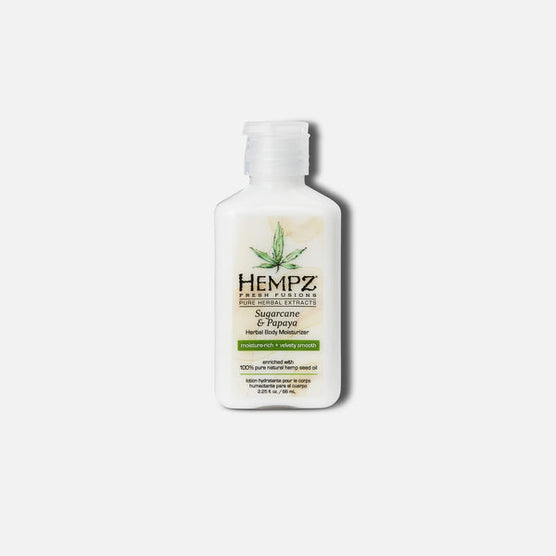 Hempz travel size moisturizer with sugarcane and papaya for hydration and skin nourishment