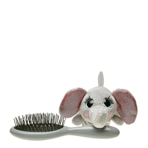 Wet Brush kids detangling hair brush with silver elephant plush handle for easy grip