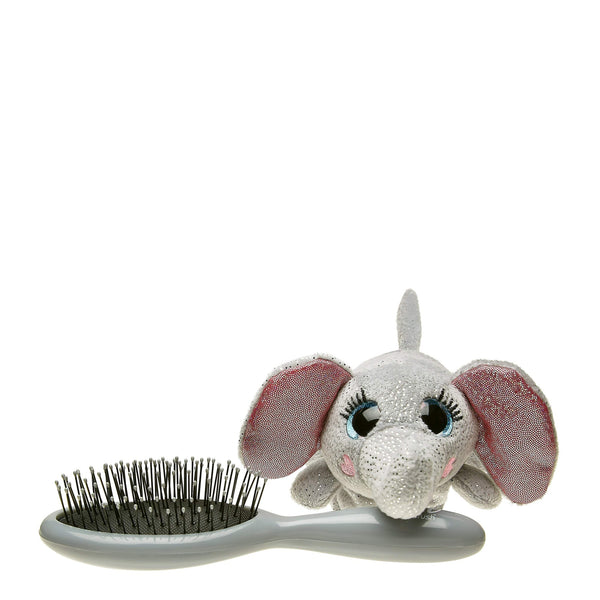 Wet Brush kids detangling hair brush with silver elephant plush handle for easy grip