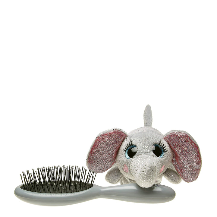 Wet Brush kids detangling hair brush with silver elephant plush handle for easy grip