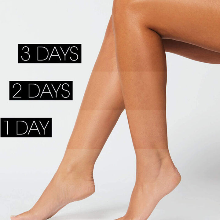 Legs showing gradual tan development over 3 days using medium dark self tanner by St Tropez