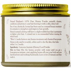 Natural Elephant's 100% Pure Henna Powder for silky, shiny hair, cleanses and conditions effectively