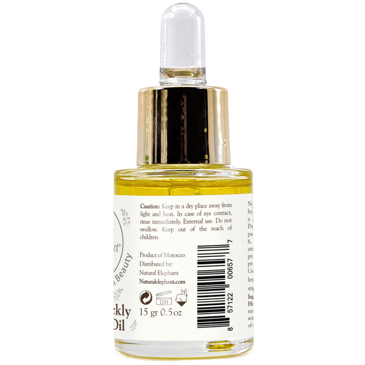 Natural Elephant organic prickly pear seed oil in a 15ml dropper bottle for skincare benefits