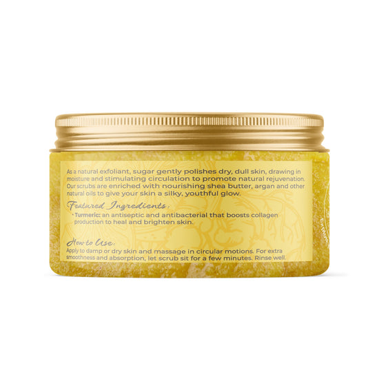 Natural Elephant Natural Sugar Scrub for Smooth Skin in a golden jar with rejuvenating ingredients