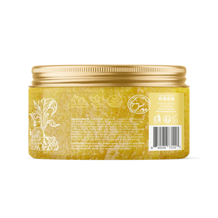Natural Elephant Natural Sugar Scrub for Smooth Skin in a Stylish Jar with Label Details