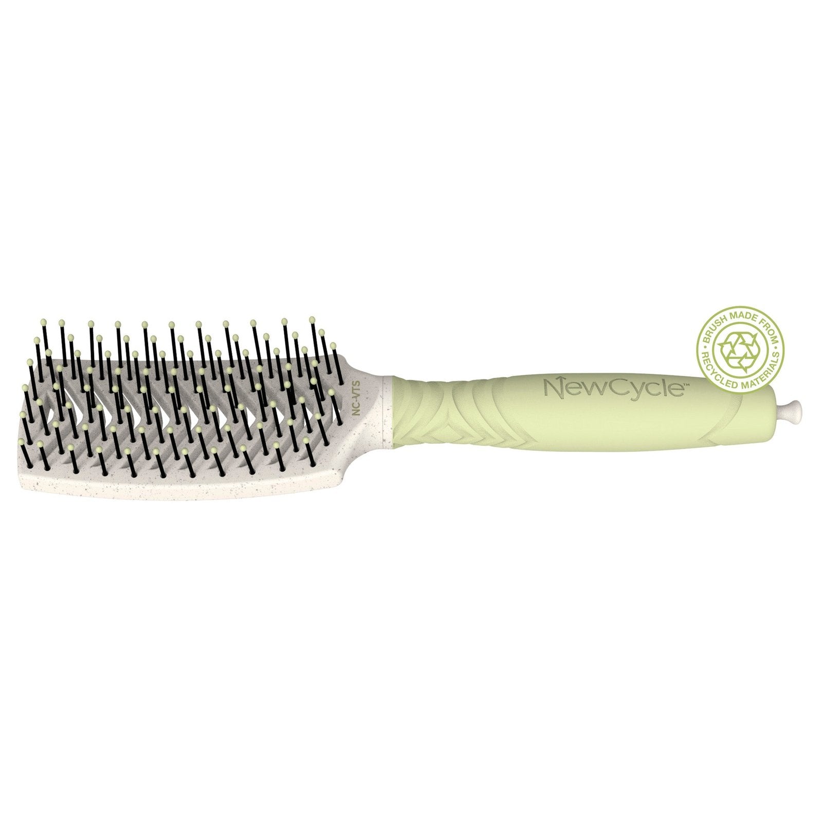 Olivia Garden NewCycle Vent Styler paddle hairbrush with green handle and flexible bristles