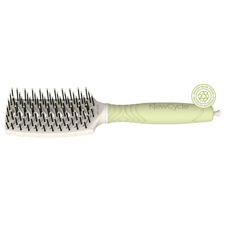 Olivia Garden NewCycle Vent Styler paddle hairbrush with green handle and flexible bristles