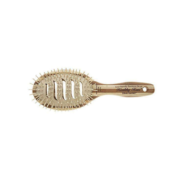 Olivia Garden paddle brush with eco-friendly bamboo handle and flexible bristles for gentle detangling