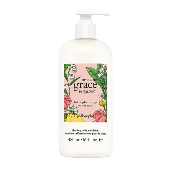 Philosophy Amazing Grace Bergamot lotion firming body emulsion 480ml bottle with floral label