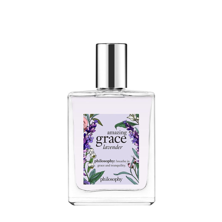 Philosophy Amazing Grace Lavender perfume bottle with floral label and silver cap