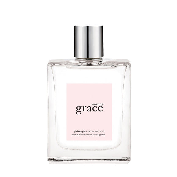 Philosophy Amazing Grace perfume in clear glass bottle with silver cap and pink label