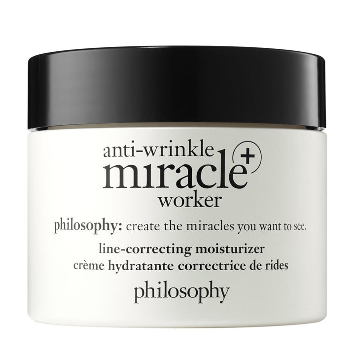 Philosophy anti-wrinkle face moisturizer Miracle Worker line-correcting cream with black lid