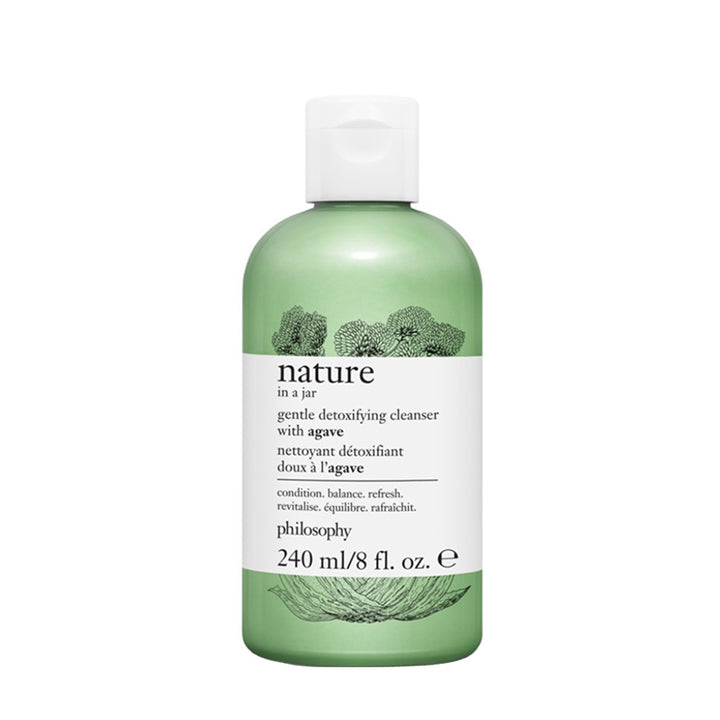 Philosophy gentle detoxifying facial cleanser in green 240ml bottle with agave for skin refresh