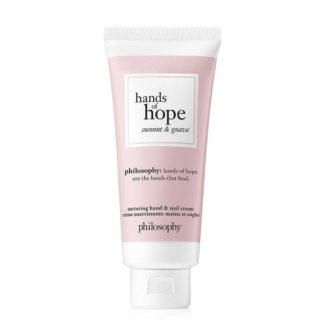 Philosophy Hands of Hope hand cream coconut and guava nourishing hand and nail cream in pink tube