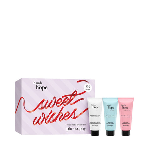 Philosophy Hands of Hope hand cream set with three sweet wishes scented tubes in pastel colors