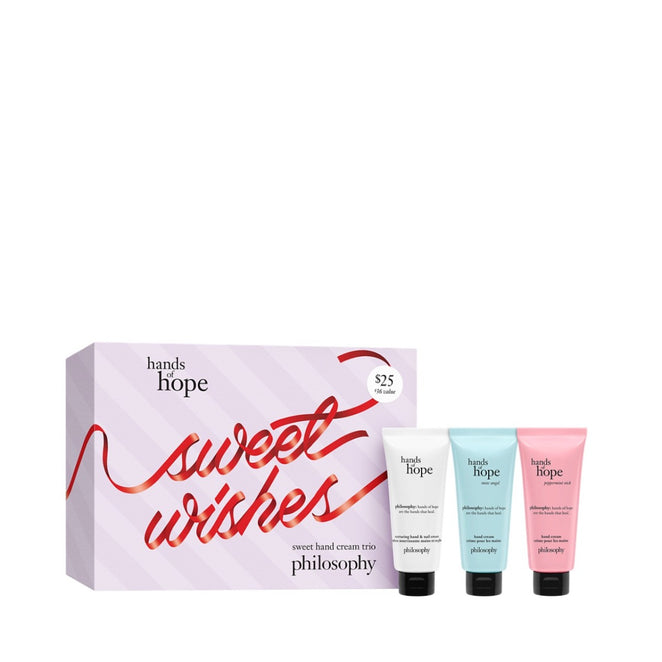 Philosophy Hands of Hope hand cream set with three sweet wishes scented tubes in pastel colors