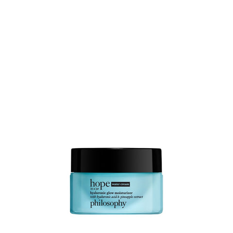 Philosophy Hope in a Jar hyaluronic acid moisturizer water cream in blue jar with black lid